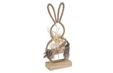 Standdeko - Hasensilhouette - mit Trockenblumen - ca. 11 x 5 x 26,5 cm