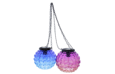 Hängelaterne mit Solar LED - blau oder pink - ca. 18 x 16 / 43,5 cm - 1 Stück