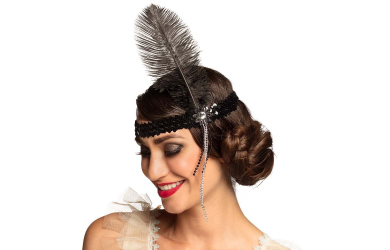 Stirnband Flapper - für Erwachsene - schwarz 
