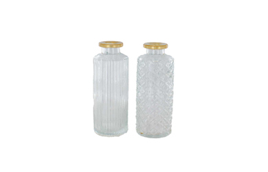 Vase Flasche klar/gold - ca. 5,5 x 13 cm - 1 Stück