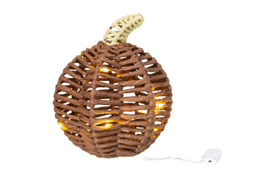 Dekokürbis mit LED - braun/creme - ca. 17 x 21 cm