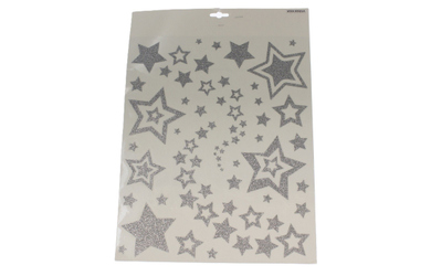 Fenstersticker - Weihnachten - Glitzer-Sterne - silber