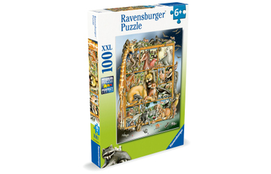 Kinderpuzzle - Tiere im Regal - 100 Teile XXL