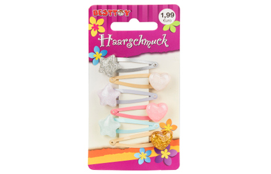 Besttoy - Haarschmuck Set - 6 Haarclips - Sterne und Herzen