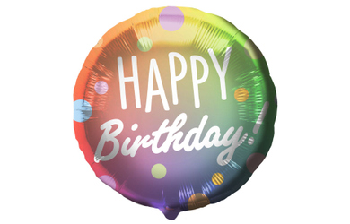 Folienballon - Happy Birthday - Punkte - Ø = ca. 45 cm