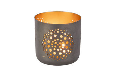 Kerzenhalter Punkte grau/gold - ca. 8 x 8,5 cm