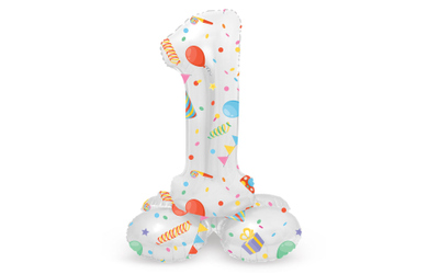 Folienballon - 1 - selbststehend - Joyful - weiß/bunt - ca. 72 cm hoch