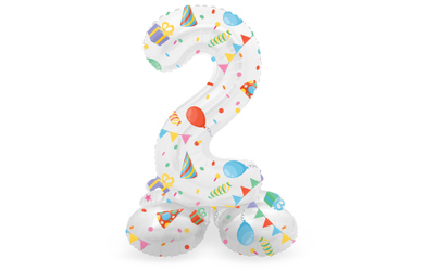 Folienballon - 2 - selbststehend - Joyful - weiß/bunt - ca. 72 cm hoch