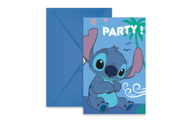 Disney Stitch - 6 Einladungskarten mit Umschlägen