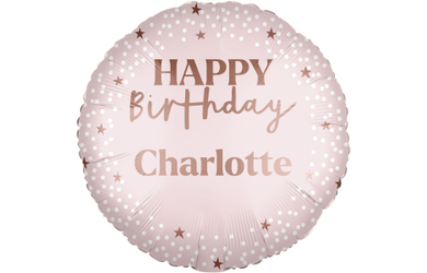 Folienballon - Happy Birthday - personalisierbar - rosa - Ø ca. 46 cm