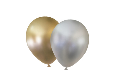 6 Latexballons - gold und silber