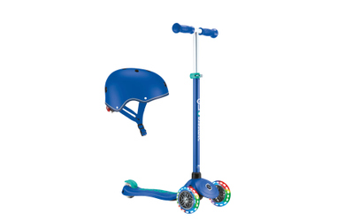 Globber - Scooter Primo Plus Lights - inkl. Helm - blau