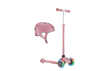 Globber - Scooter Primo Plus Lights - inkl. Helm - rosa