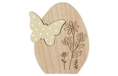 Ei und Schmetterling - Holz - ca. 14,5x2x18 cm