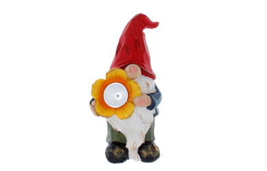 Wichtel mit solar LED Blume - ca- 12 x 9,8 x 20,5 cm