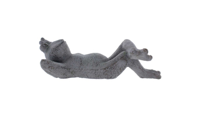 Froschkönig liegend - grau - ca. 47 x 26 x 16 cm