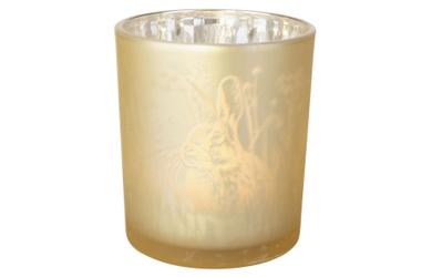 Windlicht Hase gold - ca. 9 x 10 cm