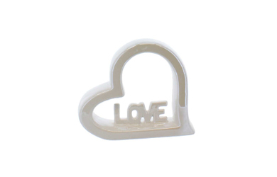 Herzsilhouette Love weiß - ca. 13,2 x 3 x 11,2 cm