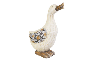 Gans stehend mit Blumen - ca. 26,6 x 12,3 x 36 cm