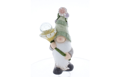 Wichtel mit solar LED stehend bunt - ca. 20,5 x 16 x 41 cm