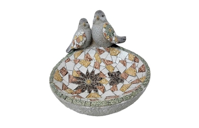 Vogeltränke Mosaik grau - ca. 31 x 27 x 18 cm