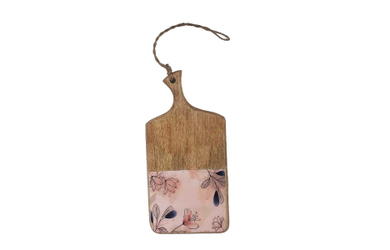 Schneidebrett - Blumen - braun/rosa - ca. 40 x 20 x 2,5 cm