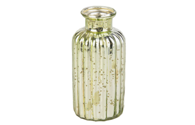 Vase Flasche grün/silber - ca. 5 x 11 cm