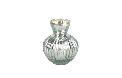 Vase bauchig - türkis/silber - ca. 9 x 12,5 cm