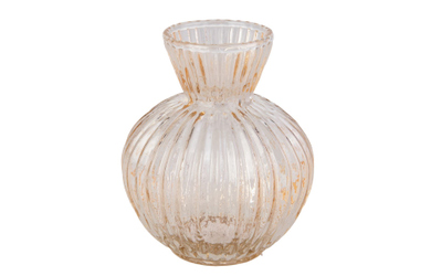 Vase bauchig rose/klar - ca. 9 x 12,5 cm