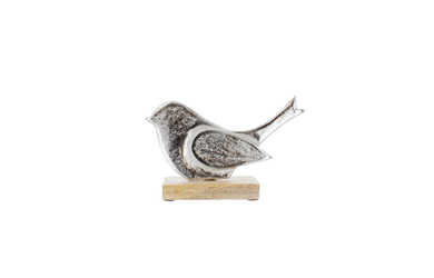 Standdeko - Vogel - silber/braun - ca. 14,5 x 5 x 9 cm