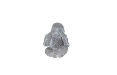 Mönch sitzend grau - ca. 9,5 x 8,5 x 12 cm - 1 Stück