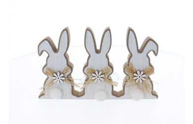 Hasen Trio weiß/braun - ca. 22,5 x 3 x 13,5 cm