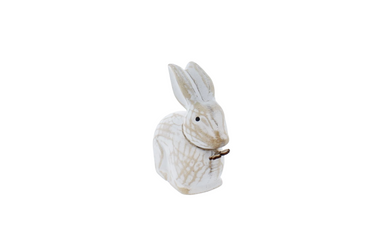 Hase mit Blume weiß - ca. 12 x 5 x 13 cm