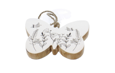 Dekohänger Schmetterling - weiß/schwarz - ca. 19 x 1,5 x 15,5 cm