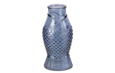 Glasvase - Fisch - blau - ca. 8,5 x 6,5 x 18 cm