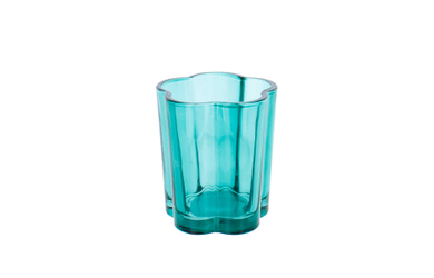 Teelichtglas in Blumenform - grün - ca. 7 x 8 cm