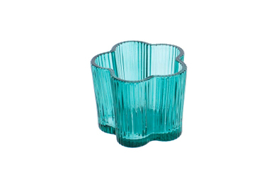 Teelichtglas in Blumenform - grün - ca. 7,5 x 6 cm
