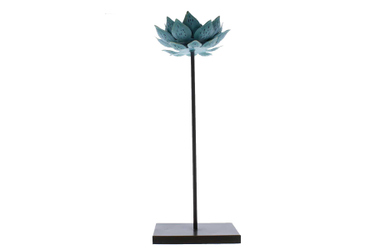 Teelichthalter in Blumenform - grün/schwarz - ca. 16,5 x 13 x 43 cm