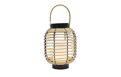 Laterne mit LED - braun/schwarz - 18,5 x 24 cm