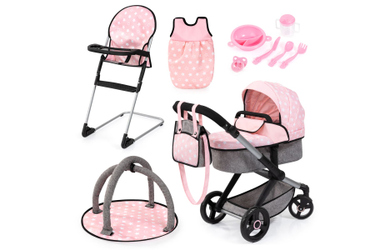 XEO Kombi-Puppenwagen - Deluxe Set - 11 Teile