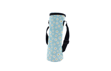 Flaschenkühltasche Gänseblümchen mint/weiß/gelb - ca. 11 x 33 cm
