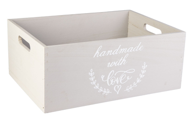 Kiste - handmade with love - sandbeige - offen - Größe M - ca. 31 x 21 x 13 cm