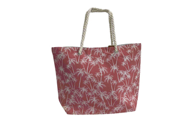 Strandtasche mit Palmen - ca. 38 x 14 x 38 cm - rot