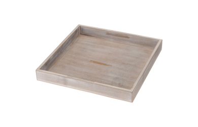 Tablett - aus Holz - ca. 25 x 25 cm - grau/natur
