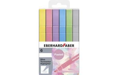 Eberhard Faber - Textmarker Slim - 6er Set - pastell