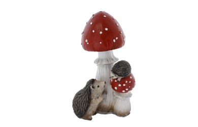 Igel auf Fliegenpilz - ca. 11,2 x 8,2 x 18,7  cm 