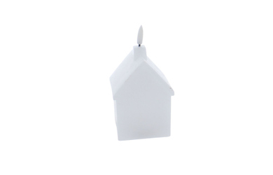 LED Kerze Haus - weiß - ca. 7,7 x 11,5 cm