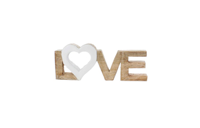Standdeko - Schriftzug - Love - mit Herz - ca. 22,5 x 9 x 2,5 cm