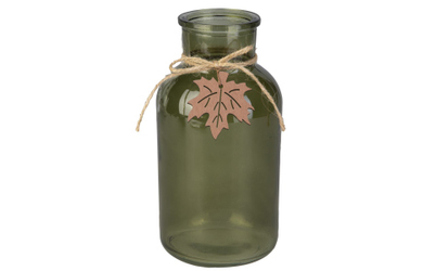 Vase mit Blatt grün - ca. 10 x 20 cm