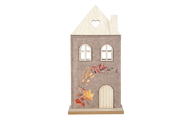 Haus mit Blättern braun - ca. 15 x 5 x 30 cm